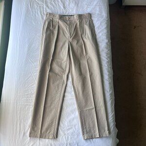 Mens Vintage Polo Ralph Lauren Andrew Pleated Khaki Chino Trousers High Rise 34